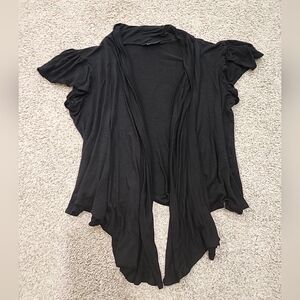 CKW Women's M/L black short sleeve knit open cardigan top